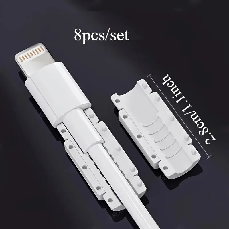 8-Pack Silicone PVC Cable Protectors - Charging Wire Guards for Phone, USB, Non-Electronic Accessory ,  Flexible Protection