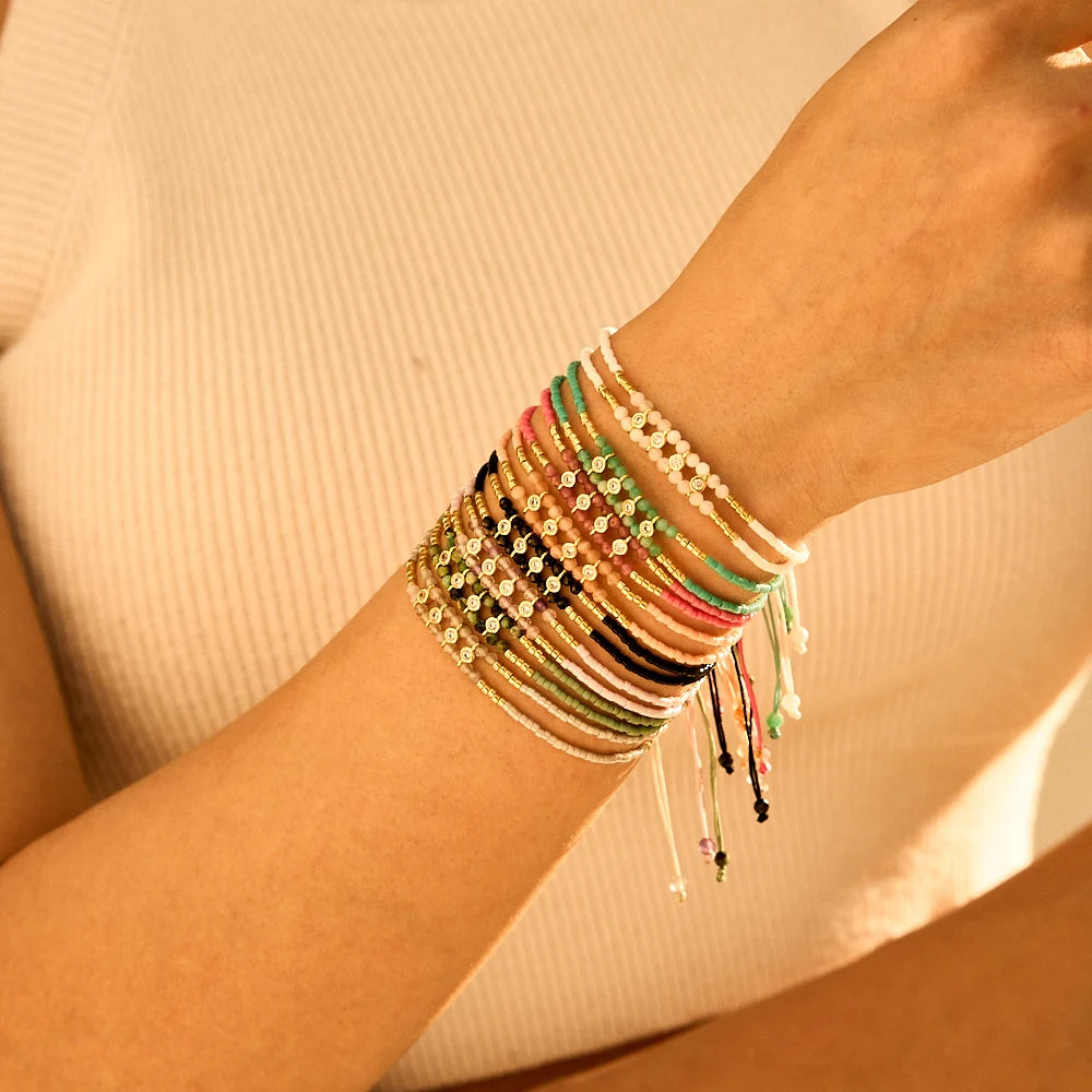 ZMZY Bohemian Natural Stone Beaded Bracelet for Women Gold Plated Crystal Beads Layered Bracelet Ladies Jewelry Friends Gift New