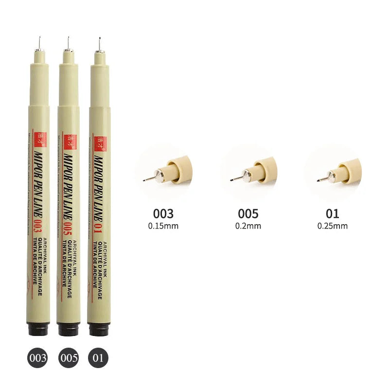 12 Tip Pigment Liner Micron Ink Marker Pen for Manga Draw Sketching Needle Pen Hook Line Pen Sketch Stationery Set Art Supplies