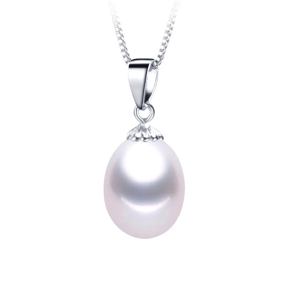 AAAA Genuine Freshwater Pearl Pendants 8-9mm 925 Sterling Silver Necklace For Women Wholesale Small Size Natural Pearl Jewelry