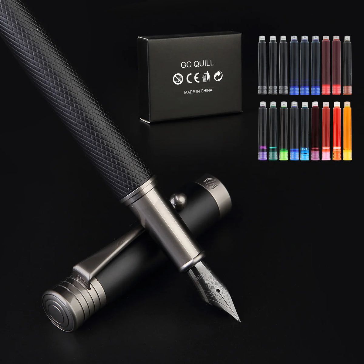 Fountain Pen Set - Fine & Medium Nibs, Includes 18 Ink Cartridges, Ink Refill Converter & Syringe Filler, Gift for Writing