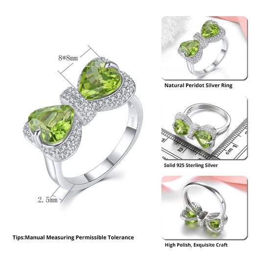 Natural Peridot Solid Sterling Silver Rings 3.8 Carats Genuine Birthstone Romantic Elegant Fine Jewelrys S925 Design Gifts