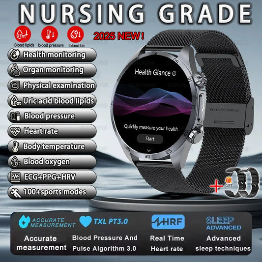 2026 NEW For Health Pulse Therapy Smart Watch ECG+PPG Blood Fats Uric Acid BT Call Sports CES Sleep Organ detection Health Watch