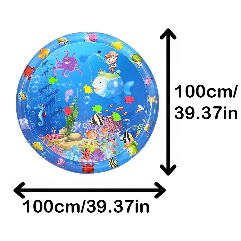 65/100cm Circle Inflatable Baby Water Play Mat Infant Toddler Kid Tummy Time Water Pad Cushion Early Educate Develop Activity