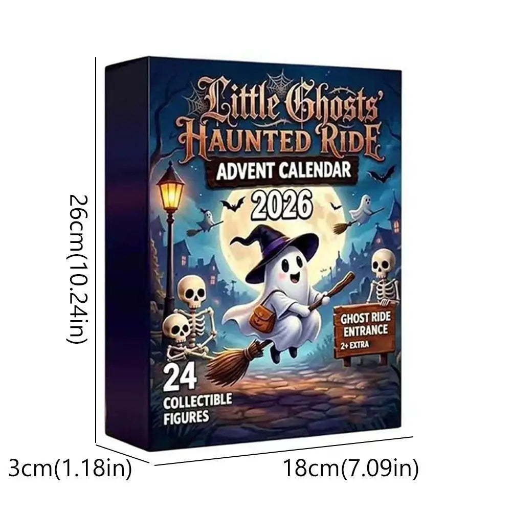 Halloween Ghost Advent Calendar 24Pcs Cute Acrylic Ghost Pendant Countdown Box With Lanyard DIY Keychain Tree Window Decor