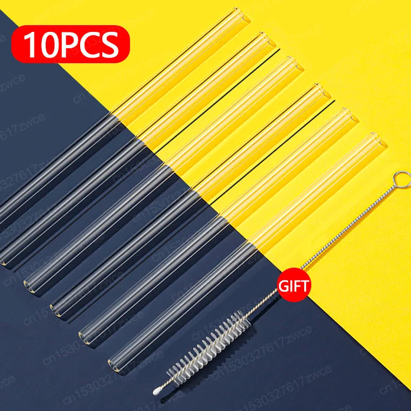 30cm 6 pcs Reusable Straw with Cleaning Brush, Plastic, Clear,Replacement Straw Compatible with Stanley 40 oz 30 oz Cup Tumbler