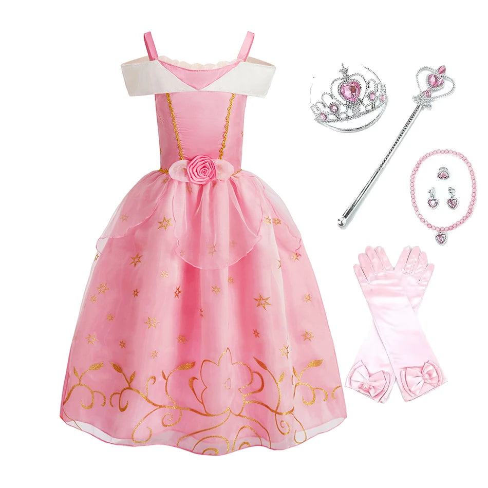 Baby Girl Rapunzel Costume Children Sleeping Beauty Belle Sofia Dress Kids Halloween Carnival Party Princess Dress Girl Disguise