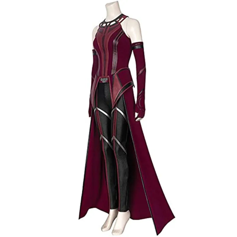 Scarlet Cosplay Witch Maximoff Wanda Vision Cosplay Costume Headwear Cloak and Pants Full Set Outfit Halloween Accessories Props