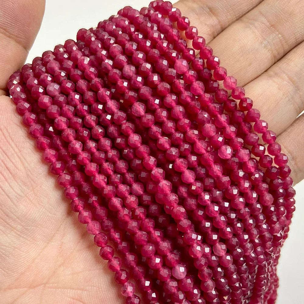 Natural Rose Pink Red Quartz Crystal Stone Beads 2 3 4mm Agates Chalcedony Morganite Rhodochrosite Gem Bead For Making Jewelry