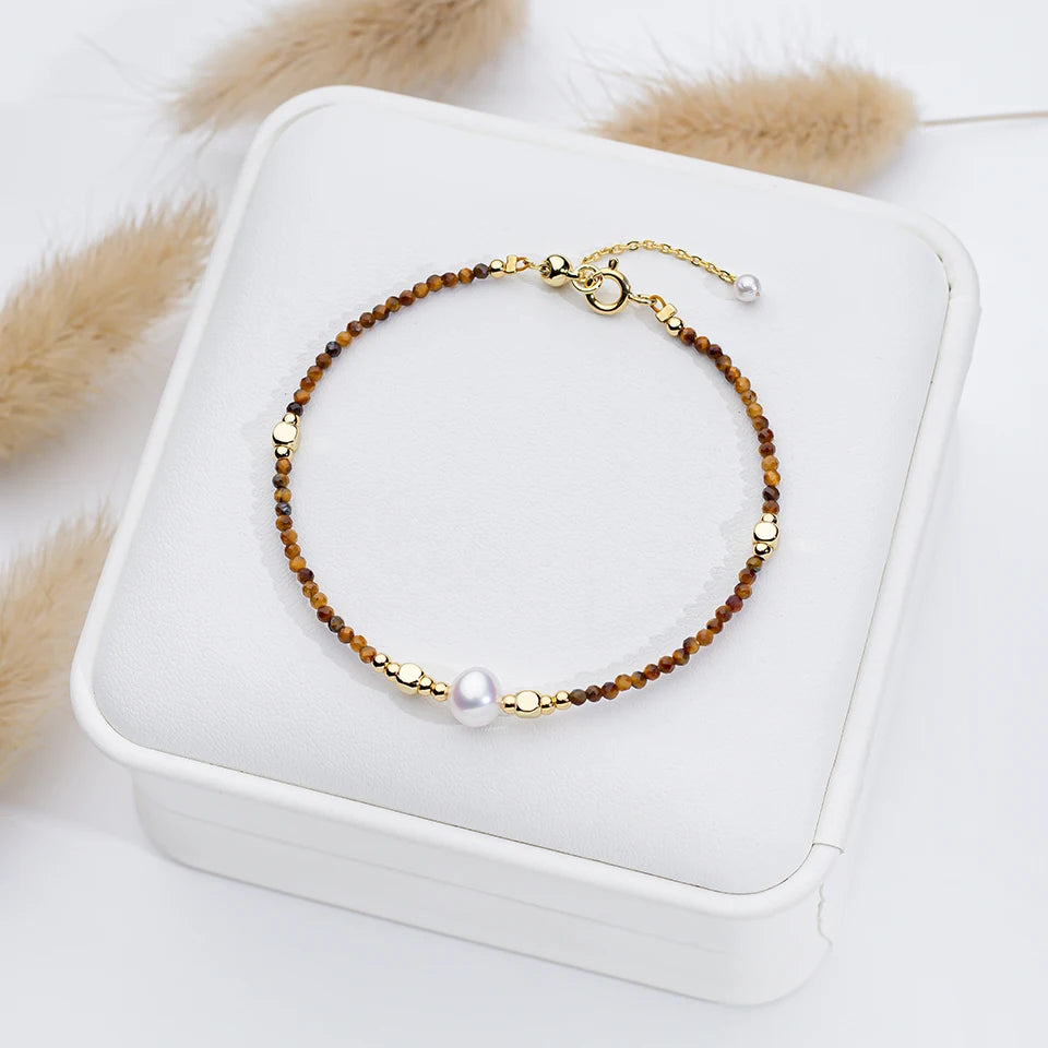 2mm Tourmaline With 7mm  Freshwater Pearl Bracelet For Women Natural Stone Bangle Jewelry Amethyst chains