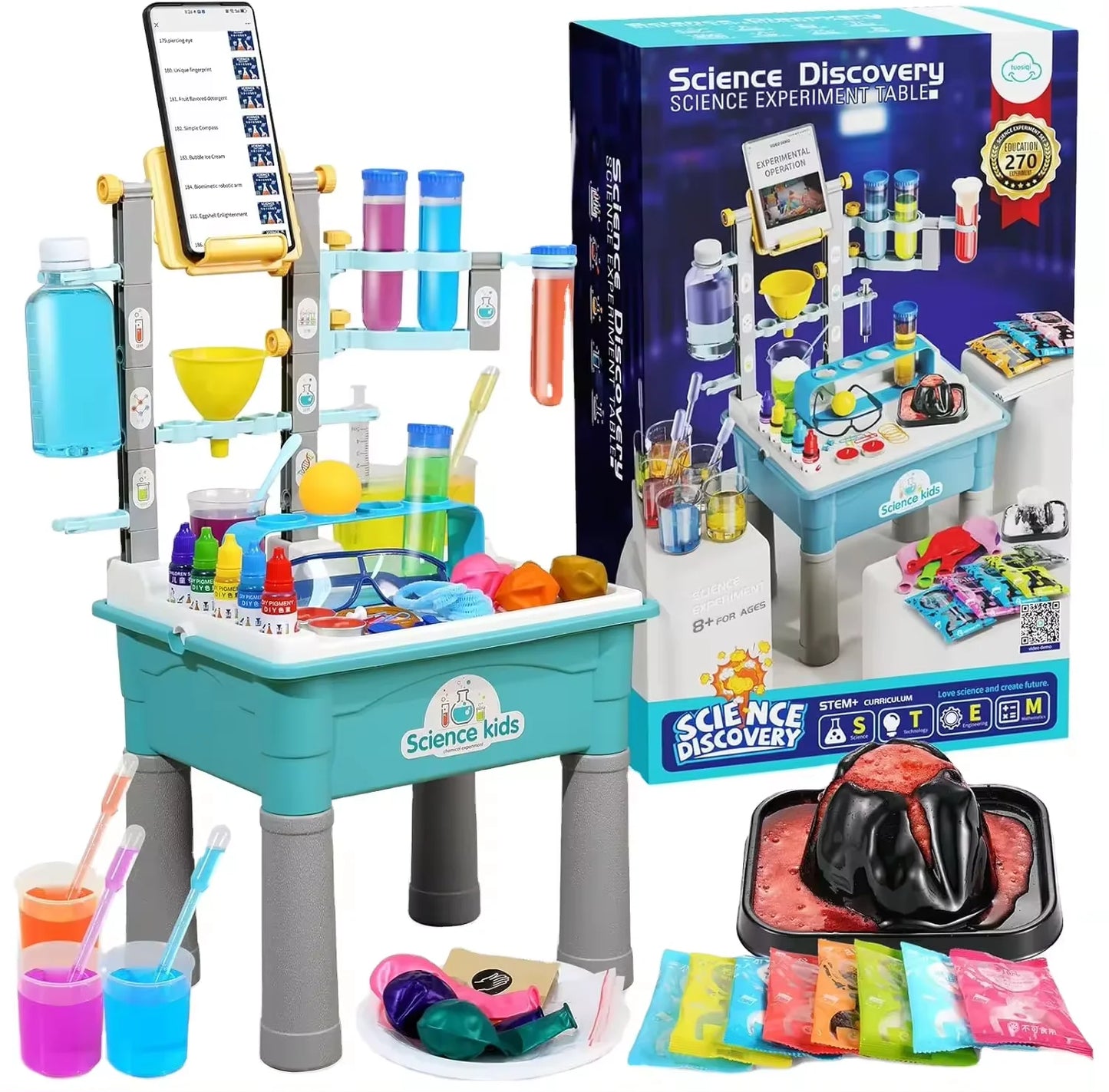 DIY STEM Educational Learning Science Toys 270 + Children's Experimental Science Kit with Lab Bench