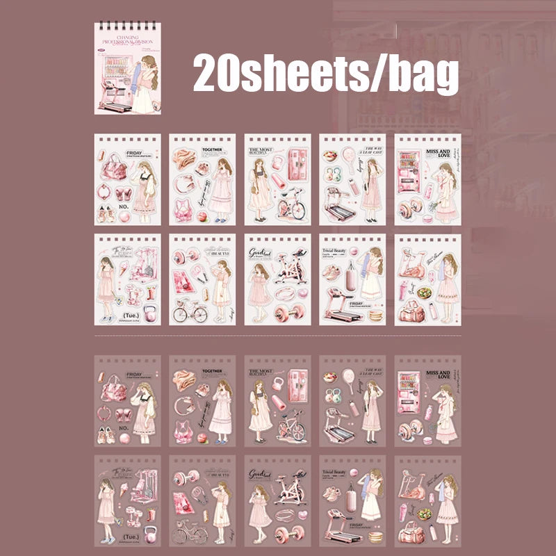 20 Sheets Career Sticker Book for Journal Scrapbooking DIY Planner Phone Case Decoration Kids Adults Craft Art Supplies