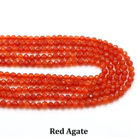 2 3mm Natural Faceted Amethyst Garnet Tourmaline Gem Stone Beads Round Mineral Bead for Jewelry Making DIY Bracelet Accessories