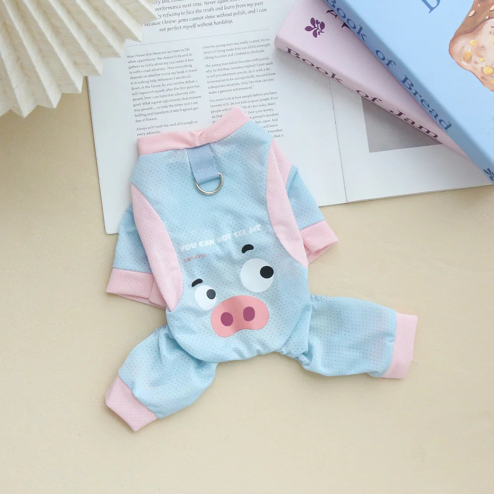 Dog Summer Four Leg Clothes Ice Silk Cool Pet Cool Clothes with Traction Rope Buckle Cooling Pet Clothes