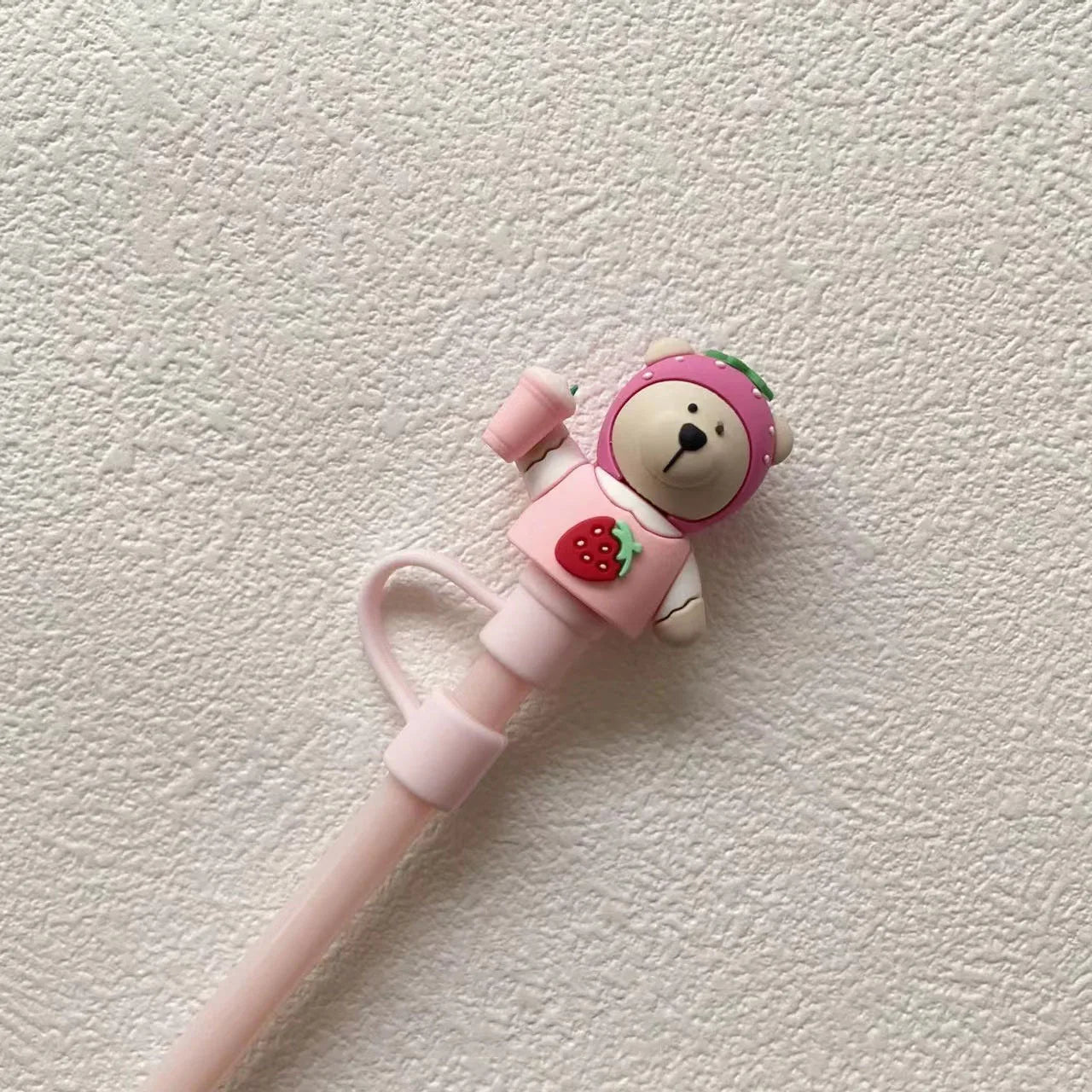 1pc Cute Bear Silicone Straw Cover Dust Plug for 7-8mm Straw Cups Tumblers Drink Lid Cap Creative Straw Toppers Cup Accessories