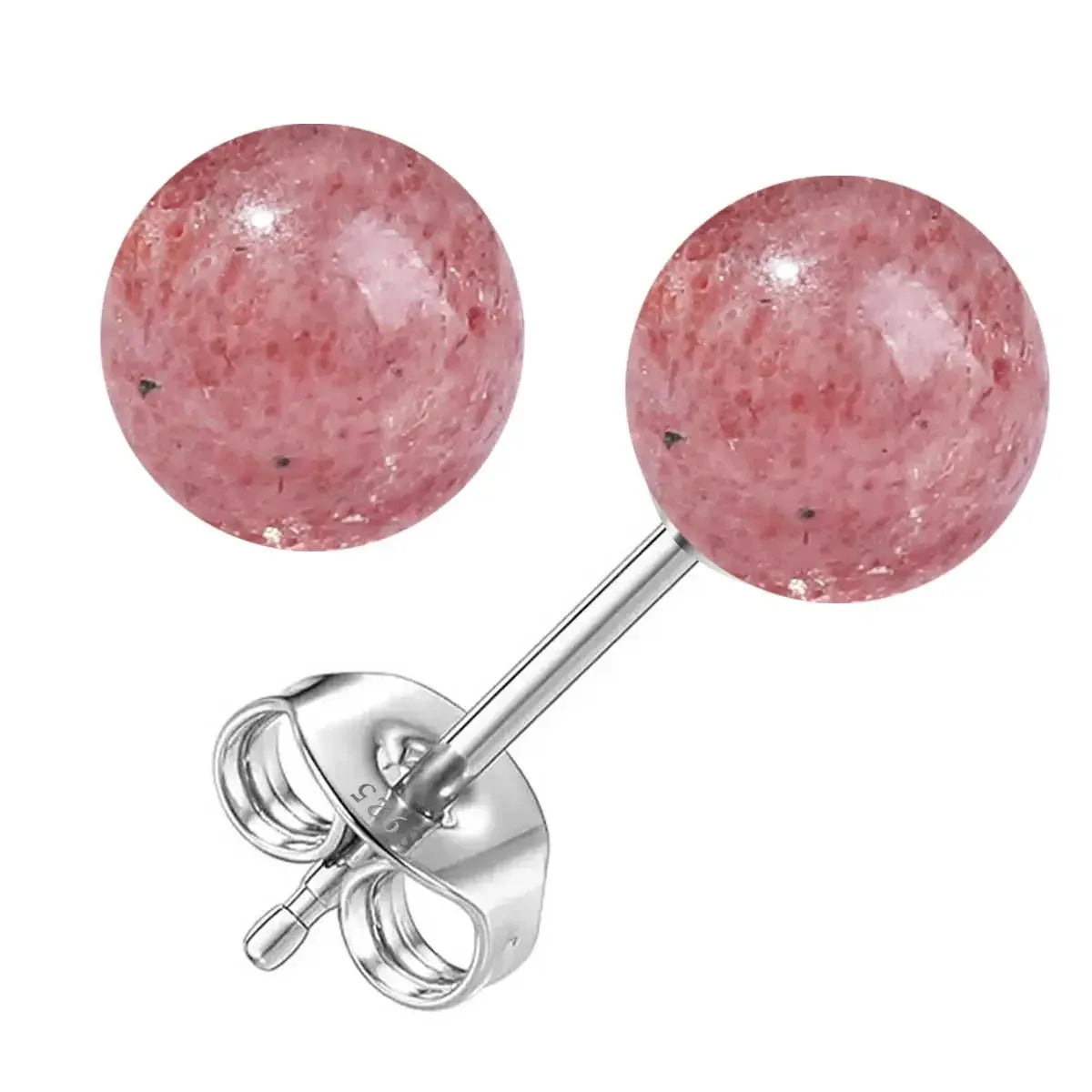 6mm Stone Beads Natural Stone Earrings Earring Stud 925 Sterling Silver Jewelry For Women Party Women's S925 Silver Earrings