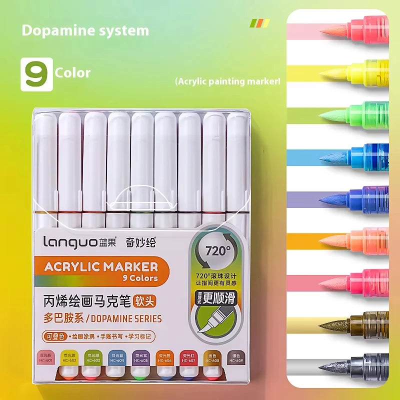 Acrylic Marker Set – Soft Brush Tip Paint Pens in Themed Colors, 9–45 Colors