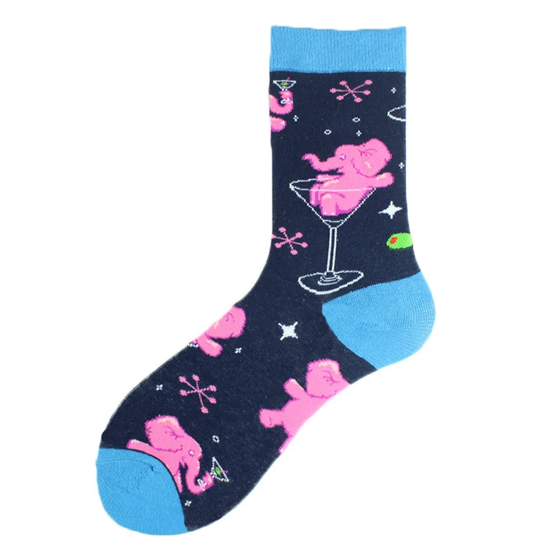 Happy Colorful Funny Socks Men Skateboard Shark Dinosaur Astronaut Planet Divertidos Hip Hop Sokken Harajuku Unisex Crew Socks