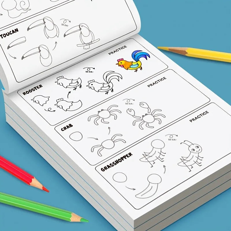 200+ Step-By-Step Creative Drawing Book |   Durable Paper, Art Learning and Painting Supplies, Educational Art Activity Book to Cultivate Creativity and Motor Skills, Gift for Art Enthusiasts, Easter, Christmas, Birthday Gifts