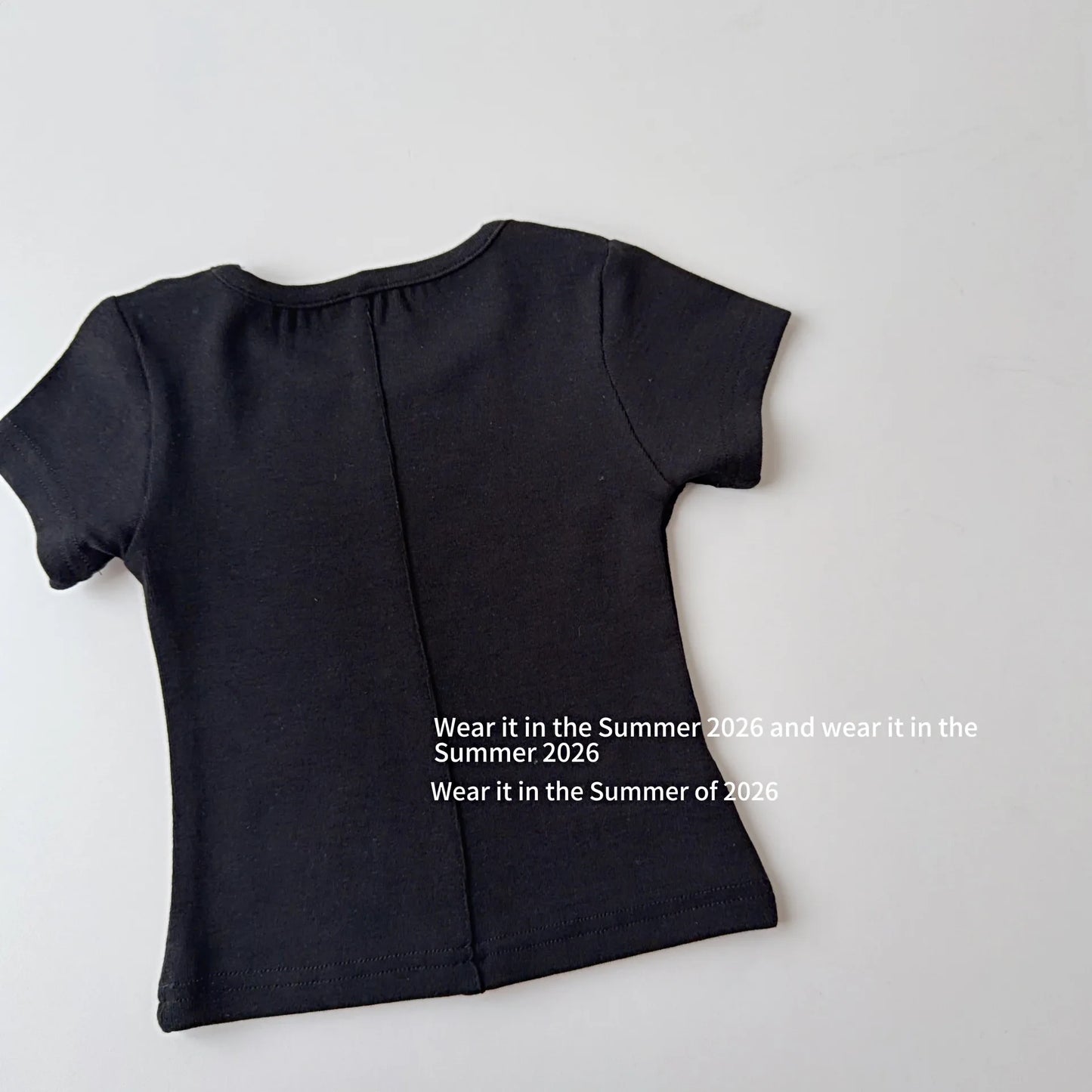 Girls T-shirt 2026 Spring and Summer New Childrens Clothes Korean Girl Baby Solid Color Simple Baby Cotton Short-sleeved T-shirt