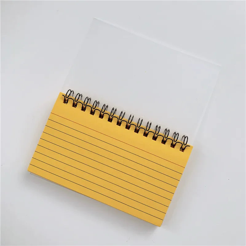 50 Sheets/book Colorful Tearable Spiral Notebook Horizontal Line Minimalist Transparent Cover Memo Pad School Office Writing Pad