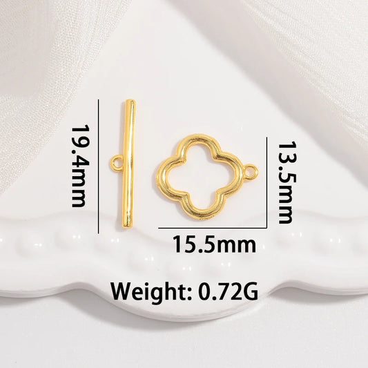 S925 Sterling Silver OT Clasps Heart Four Leaf Clover Round Toggle Buckle Latch DIY Necklace Jewelry Findings Making SK60