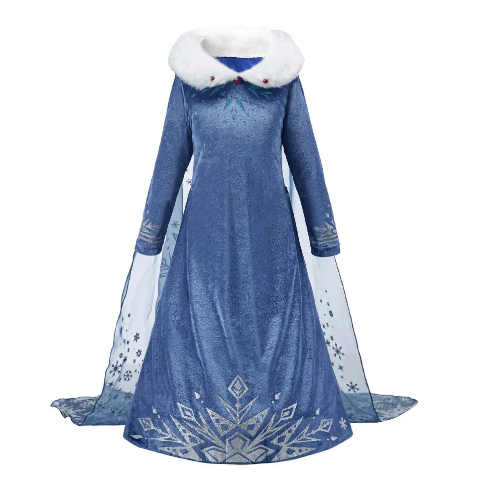 Elsa Anna Snow Queen Princess Dress for Girls Birthday Halloween Christmas Carnival Cosplay Outfit Kids 2-8Y Vestido