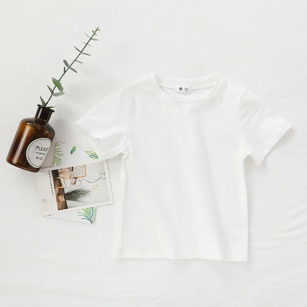 2-7T Toddler Kid Tshirt Summer Cotton Baby Boy Girls Clothes Short Long Sleeve Tee Top Casual Infant T Shirt Childrens Outfit