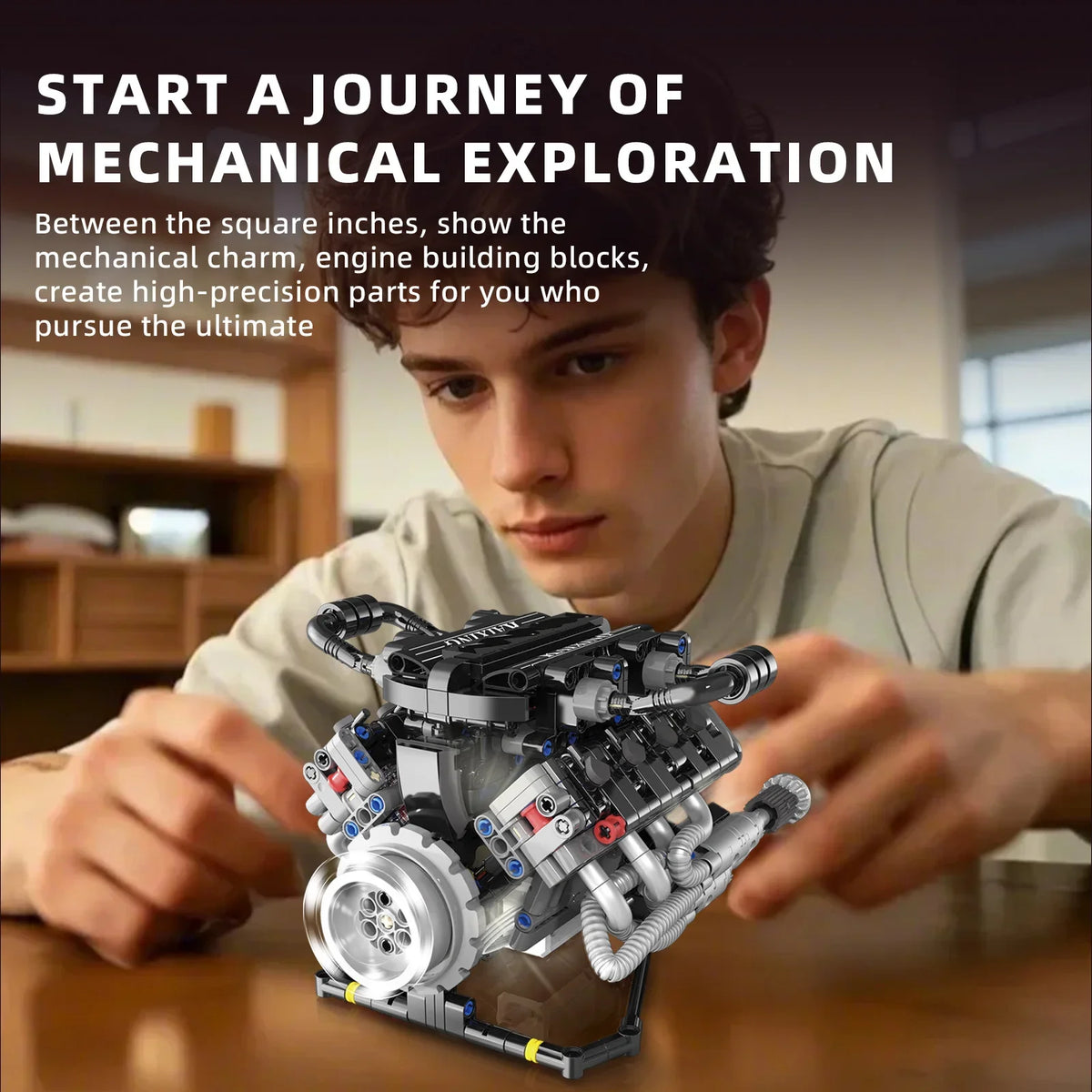 715PCS K96206 V8 Engine Model Bricks MOC Kit Programmable Car Building Blocks with LED Lights & APP Control STEM Educational Toy
