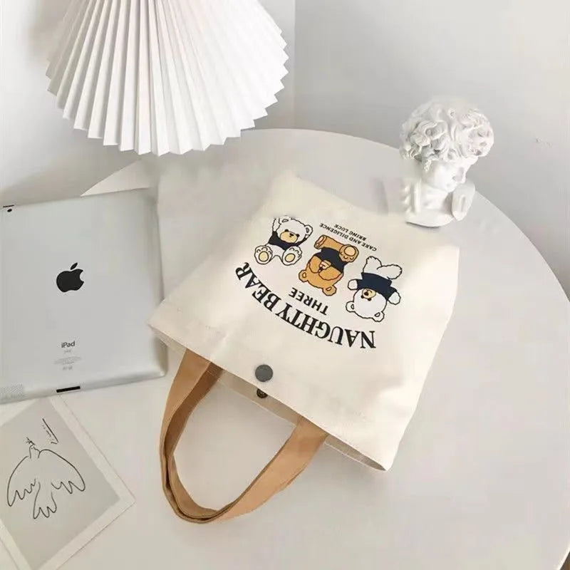 Canvas Bag Small Versatile Handbag Female Student Lunch Box Bag Simple Tote Bag Office Worker Lunch Bag Shopping Bag