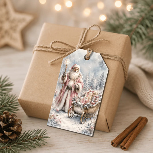40pcs Winter Christmas Decorative Tags, Holiday Gift Labels, Party Decorations, Handmade Packaging Accents, Jute Rope
