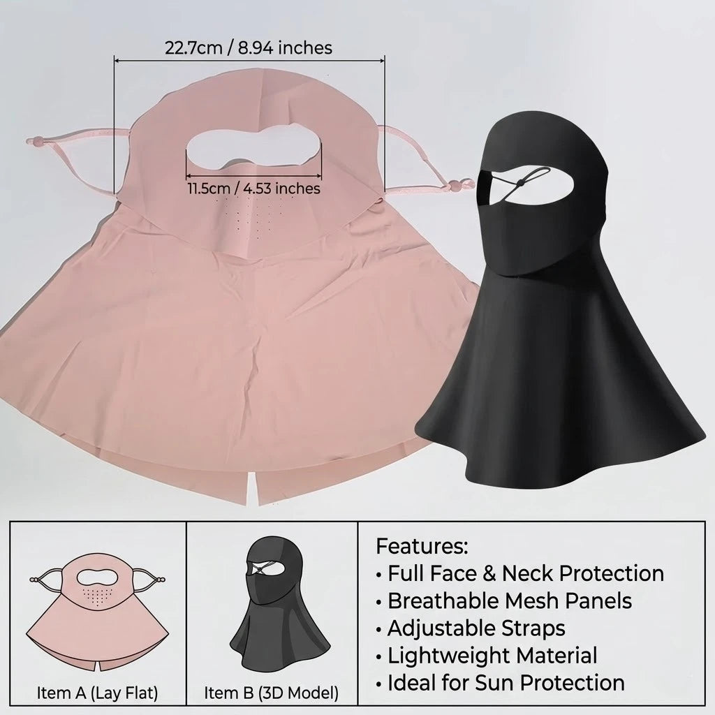 Summer UV Protection Mask Ice Silk Women Cooling Breathable Face Gaiter Sun Dustproof Eye Cover for Outdoor Sports Travel