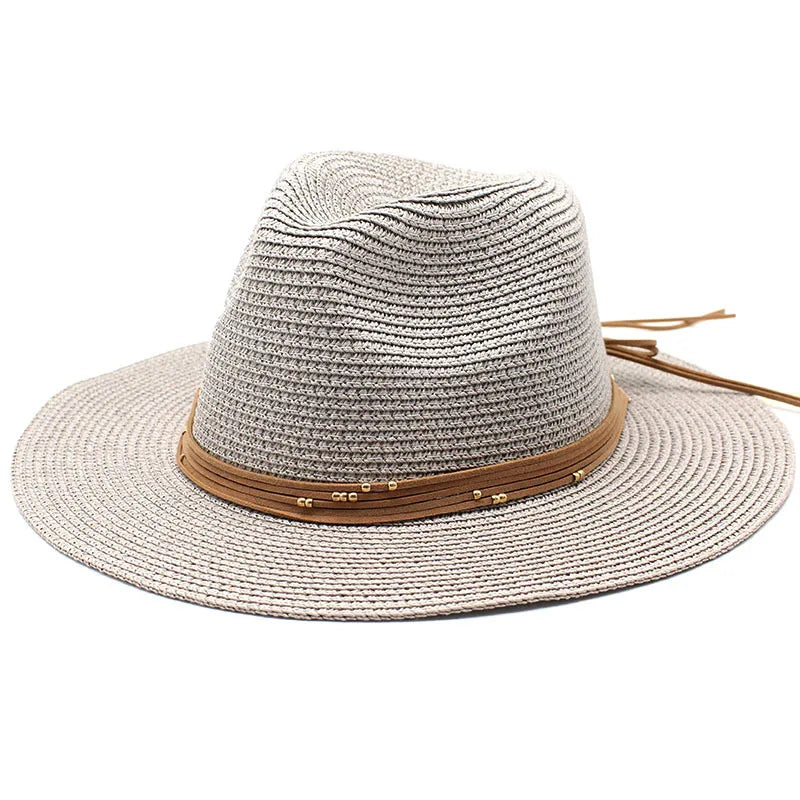 Big Size 60CM New Straw Hat 7cm Brim Summer Cooling Beach Sun Hat Outdoor Party Panama Jazz Hat Sombreros De Mujer