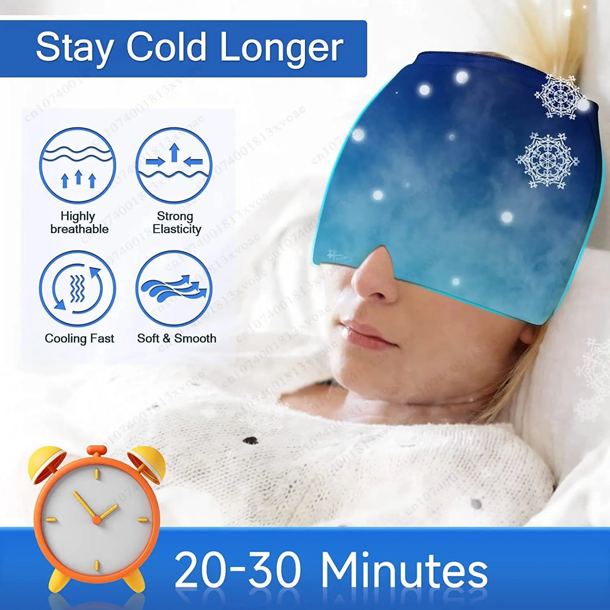 Relief Migraine Relief Cap Gel Ice Cap Single Layer Headgear Ice Pack Headgear Relief Pain Stretchable Compress Hood Eye Mask