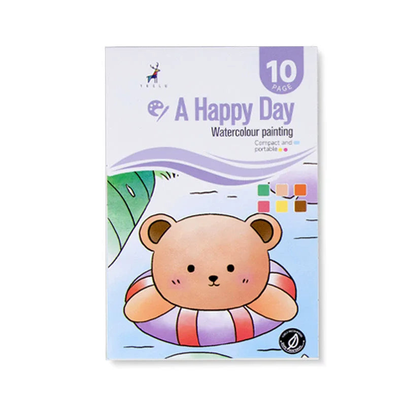 Kids Watercolor Painting Book - Washable Gouache Doodle Coloring Book Painting Paper with Built-in Paints