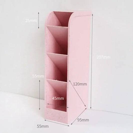 4-Grid Desktop Pen Holder – Angled Organizer for Pens & Brushes, 6 Colors