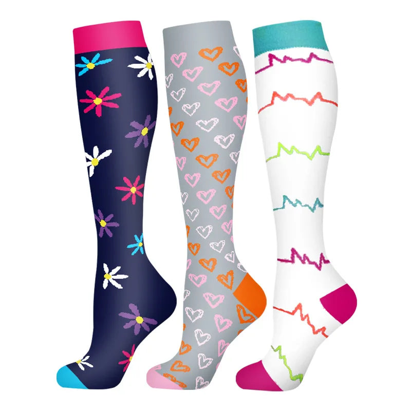58 Styles 3 Pairs/Pack Compression Socks Knee High 30MmHg  Women Men Sports Socks Edema Diabetes Varicose Veins Running Socks