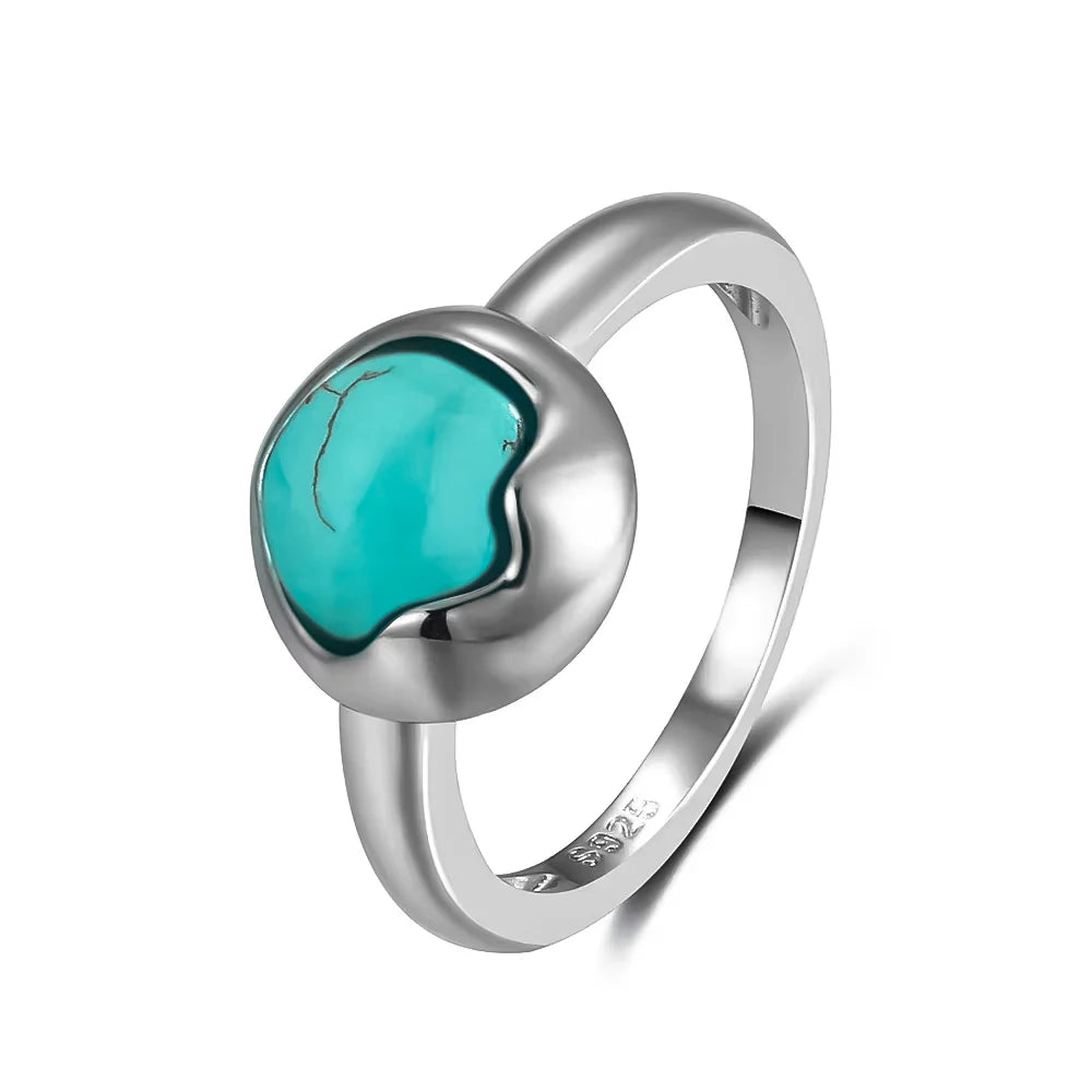 S925 Sterling Silver Ring Vintage Ring Gemstone Ring Silver Fine Jewelry Natural Turquoise Rings