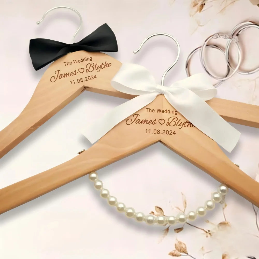 Custom Wedding Dress Hanger Personalized Wedding Hanger Personalised Bridal Hanger Engraved Names and Date Bridal Shower Gifts