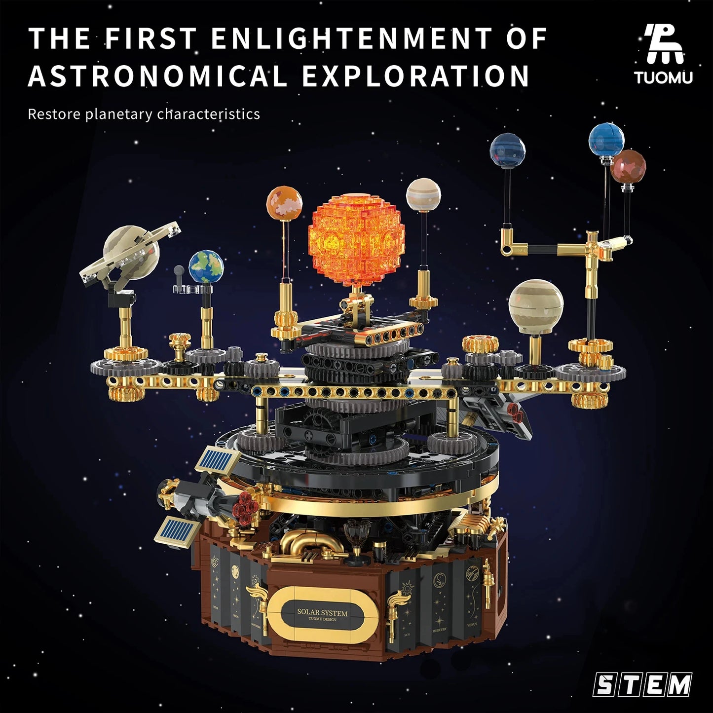 Space Planetarium Solar System Building Blocks, 1098pcs Technical STEM Electric Manual Science Model, MOC Light, Gift Box