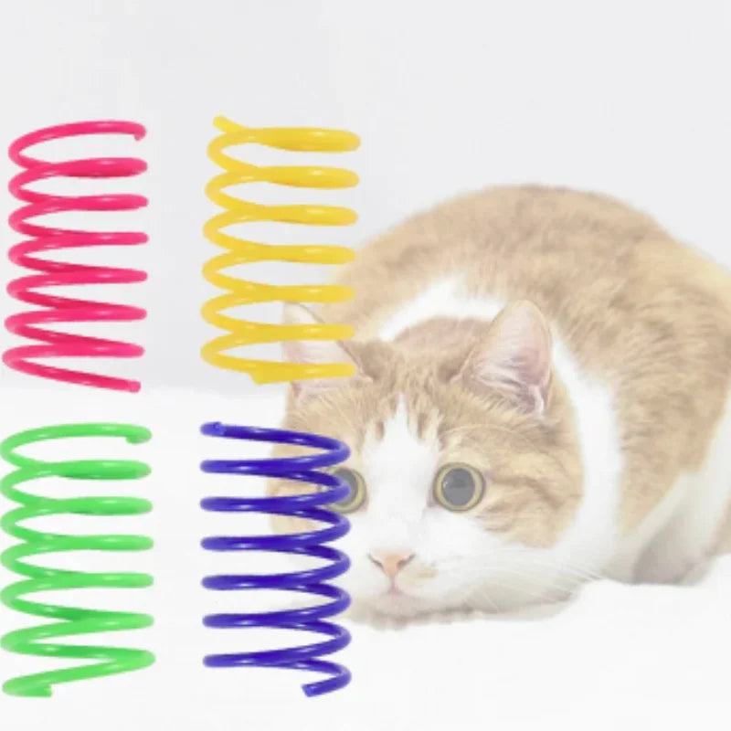 Colorful Plastic Spring Cat Toy Jumping Interactive Pet Supplies Scratch-Resistant Bite-Resistant for Cats