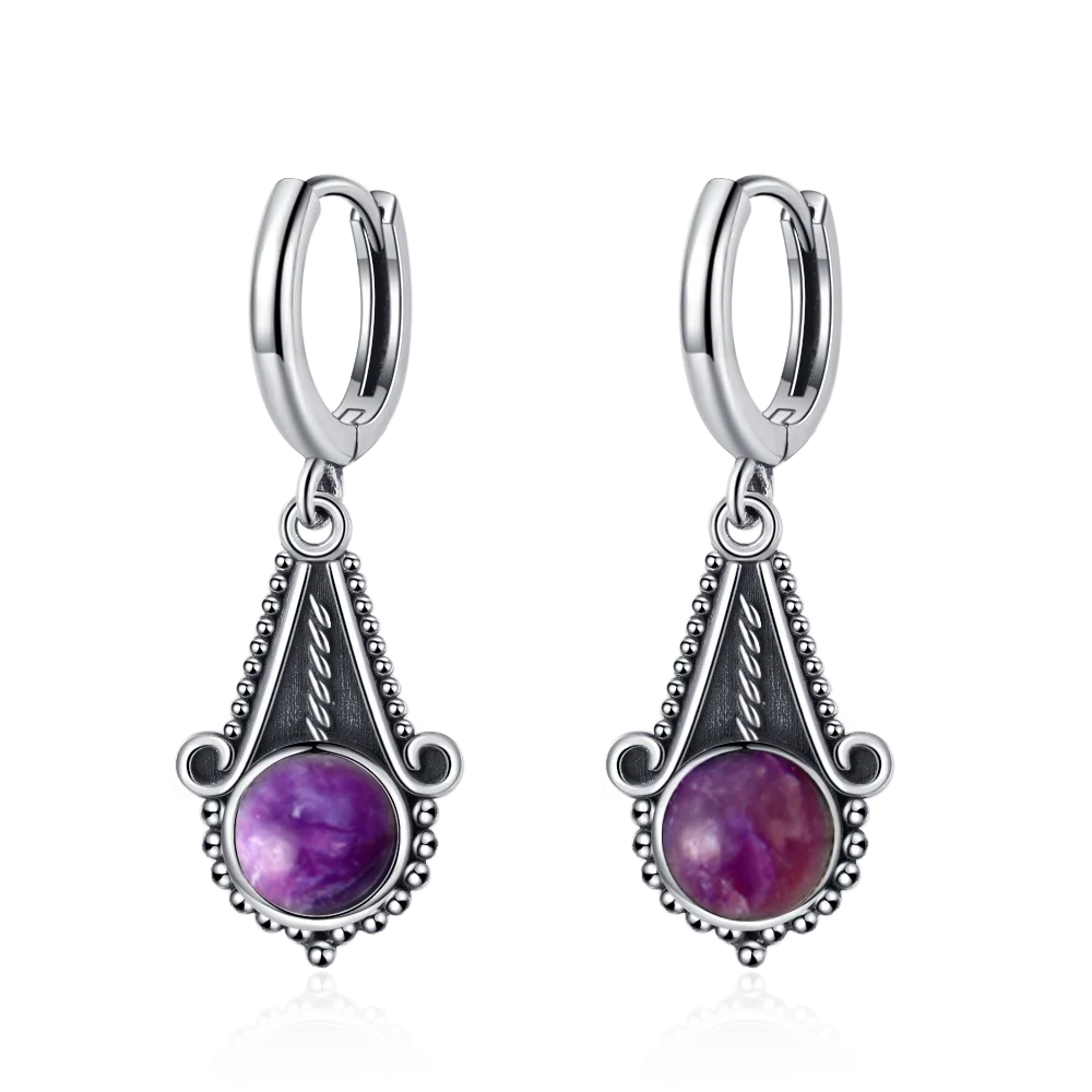 New Elegant Natural Kyanite S925 Silver Drop Earrings for Women Vintage Jewelry Wedding Engagement Hoop Earrings Gifts