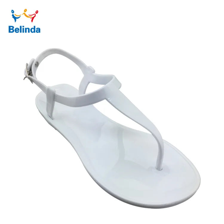Summer Women's Jelly Sandals PVC Flat Bottom Outdoor Beach Casual Crystal Sandals Women Sandalias Womenshoes Zapatos De Mujer