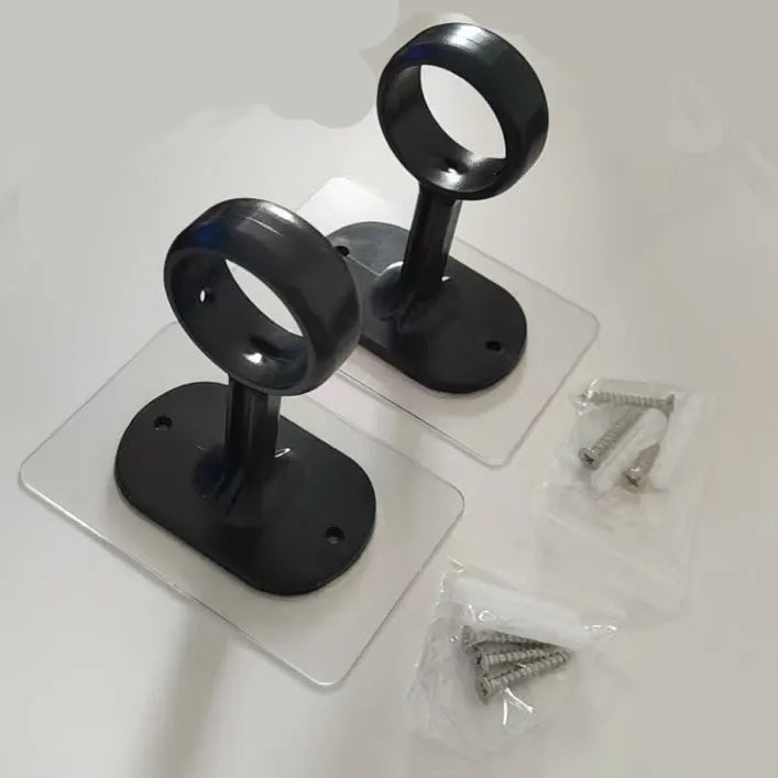 2pcs Heavy-Adhesive Ceiling Curtain Rod Brackets - No Drilling Installation, Adjustable Height, 1.2inch Diameter Rod Holders