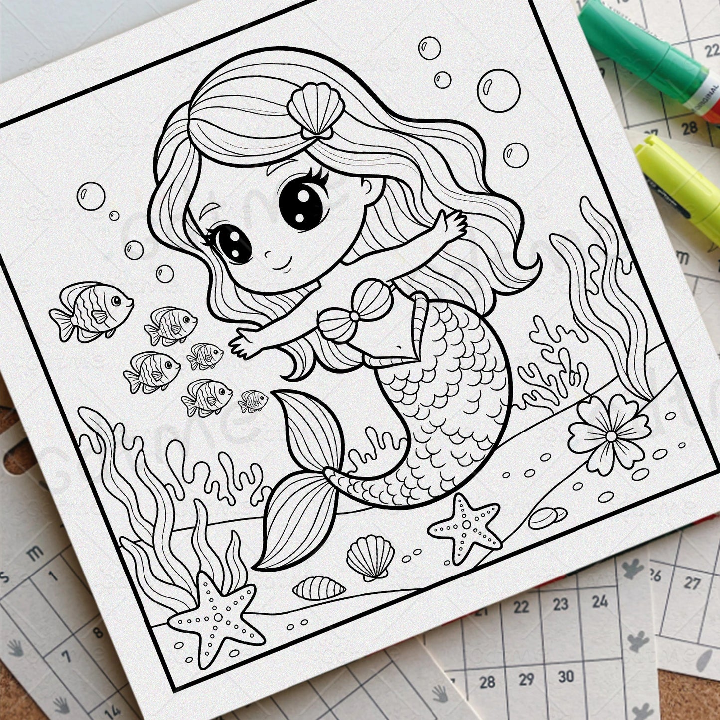 1PC MERMAID Coloring Book for Adult Featuring Bold-easy Pattern for Relaxation Kids Educational DIY Painting Drawing Book