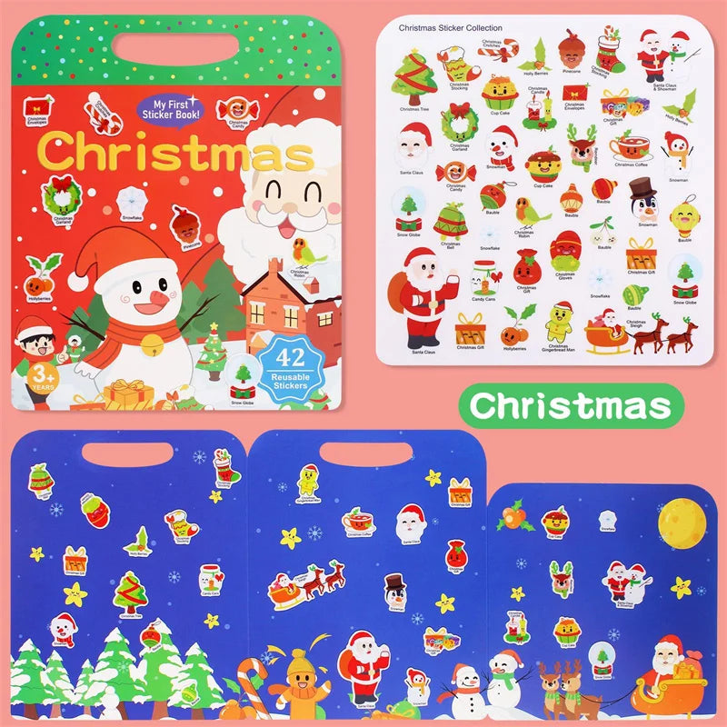1set Waterproof Sticker Books Reusable Sticker Book For Toddlers Quiet DIY Activity For Kids, Fun & Educational Learning Toy