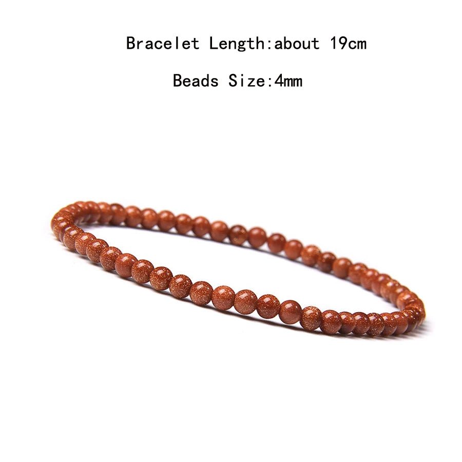 4mm Quartz Agate Bead Natural Stone Beaded Bracelet Lava Rock Tiger Eye Black Onyx Crystal Women Men Yoga Healing Chakra Jewelry