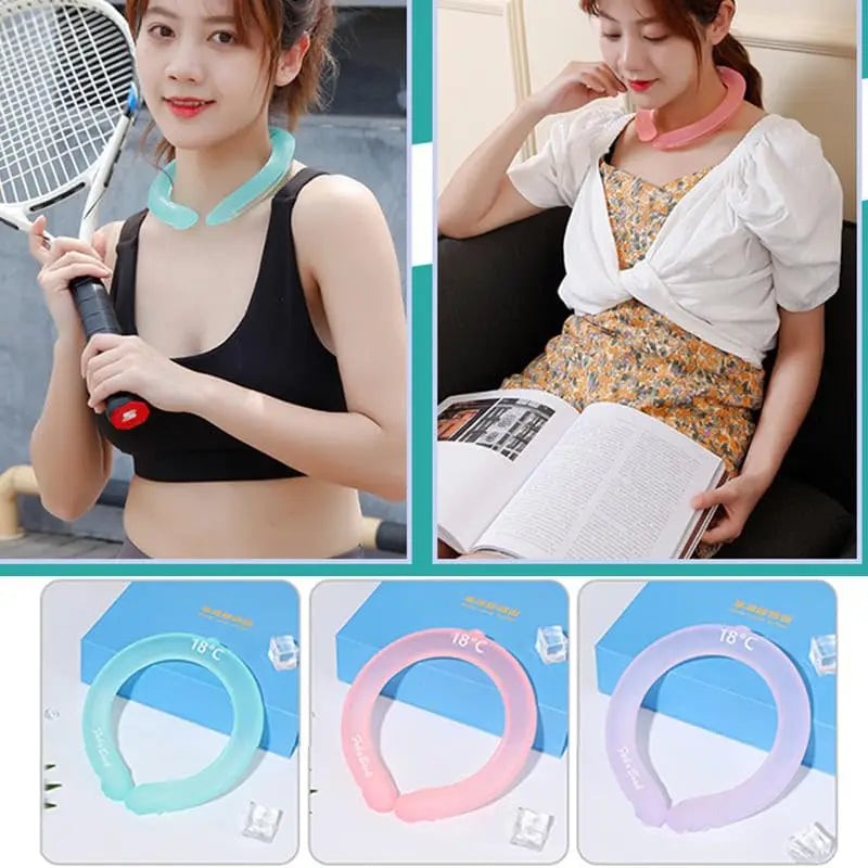 Summer Neck Cooling Ring Portable Reusable Neck Massager Cool Neck Ring Sunstroke Prevention Fitness Fishing Cycling Travel Ice