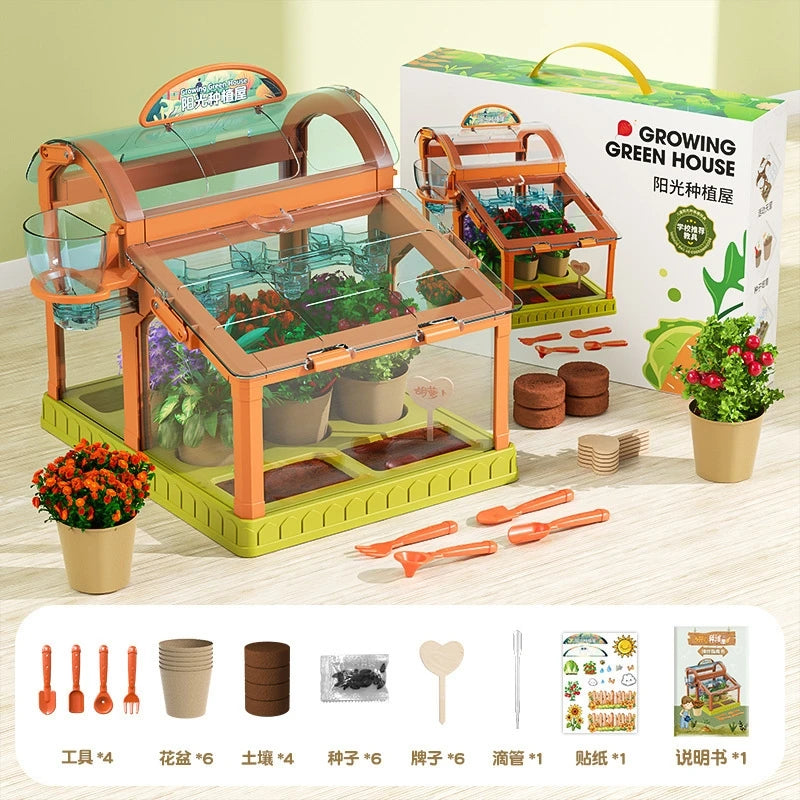 Kids Greenhouse Toy Plant Growing Kit With Tools Soil Observation Box STEM Education Science Experiment Kindergarten Home Garden