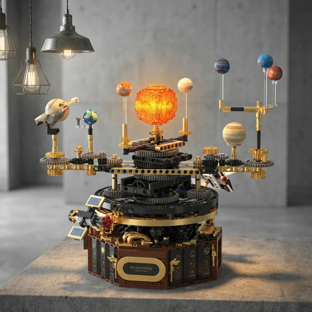 Space Planetarium Solar System Building Blocks, 1098pcs Technical STEM Electric Manual Science Model, MOC Light, Gift Box